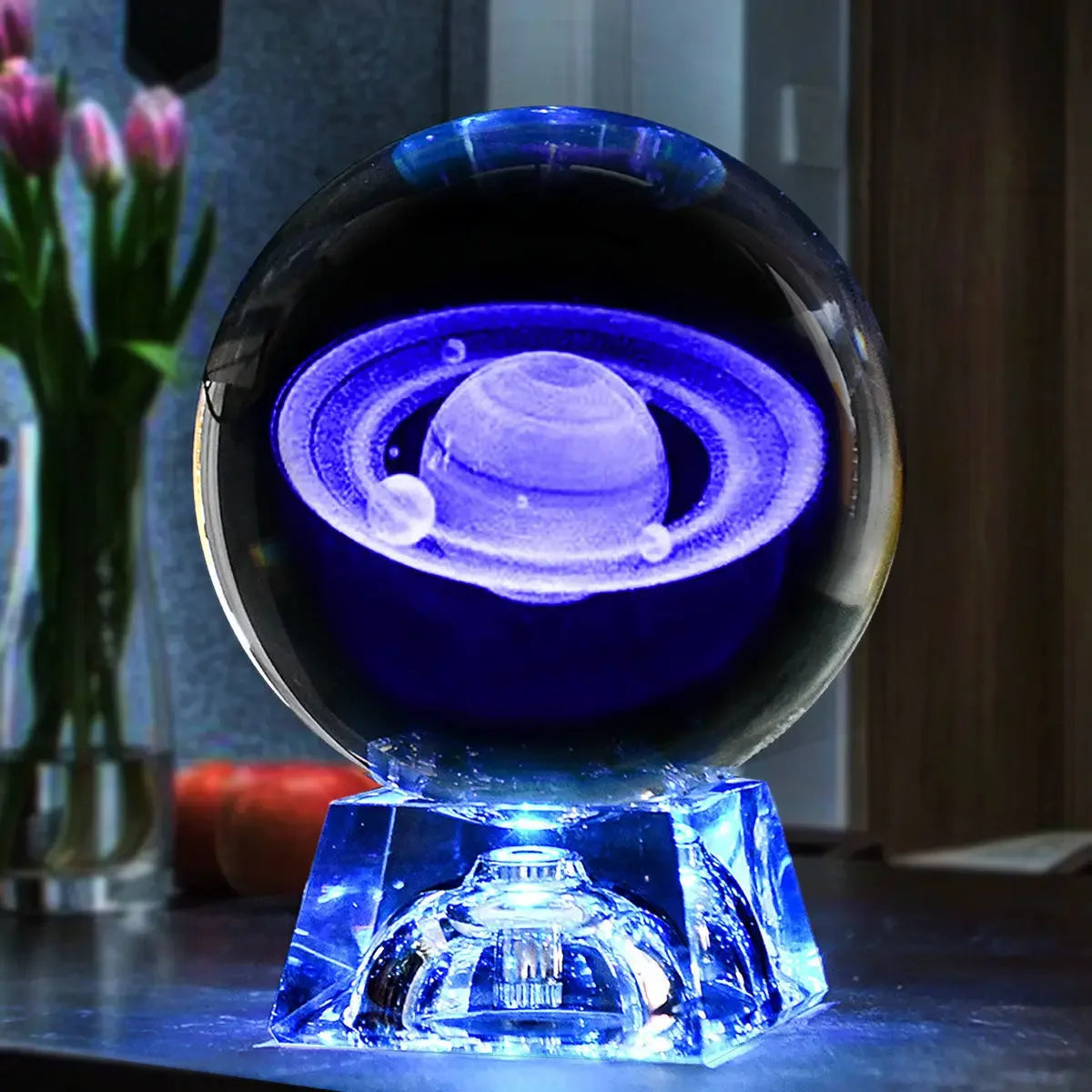 LED Crystal Ball 3D Solar System Planets Crystal Ball Glass Ball Home Decoration Valentine's Day Gift Ornament