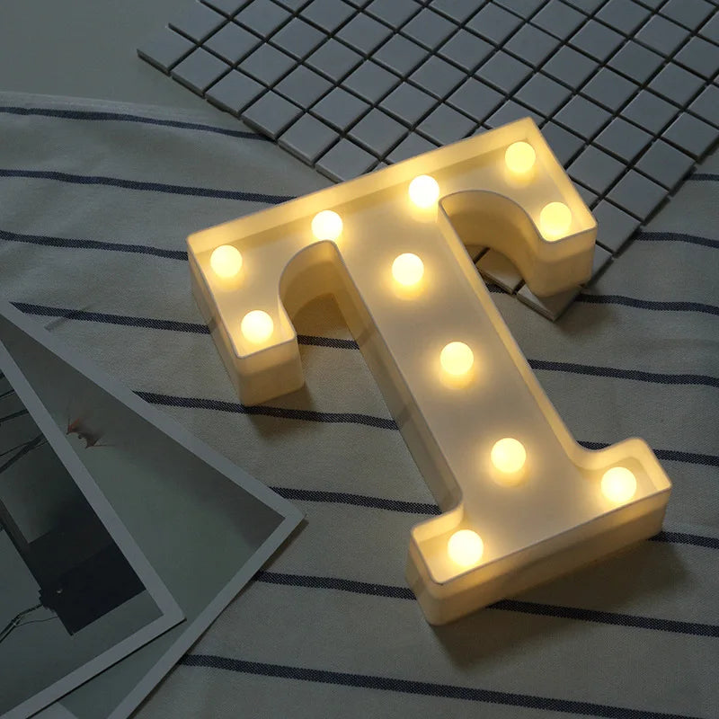 16/21CM DIY Luminous Lights LED Letter Night Light Creative Letters Alphabet Number Battery Lamp Romantic Party Decoration