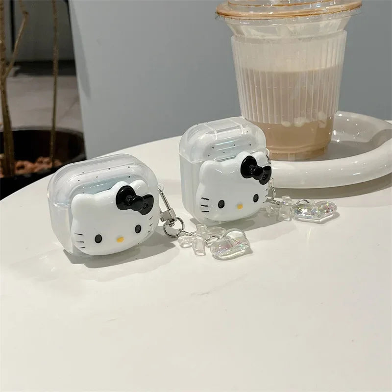 Hello Kitty For Airpods Pro 2 Case,Transparent Soft TPU Earphone Anime Cover With Keychain For Airpods 3 Case For Girls/Women