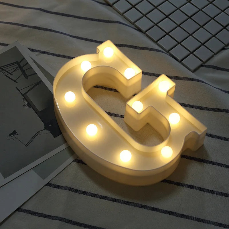 16/21CM DIY Luminous Lights LED Letter Night Light Creative Letters Alphabet Number Battery Lamp Romantic Party Decoration