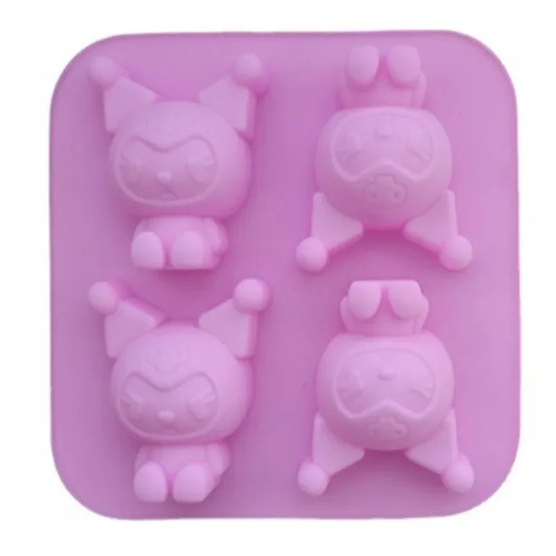 Kawaii DIY Sanrio Hello Kitty My Melody Kuromi Cinnamoroll Cookie Chocolate Baking Tool Cartoon Silicone Ice Block Mold Set