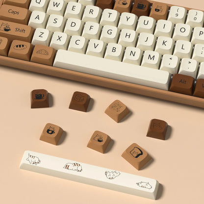 143 keys Coffee Cat PBT Keycap 5 Sides DYE-SUB XDA Profile Customized Keycaps For Cherry MX Switch Gamer Mechanical Keyboards