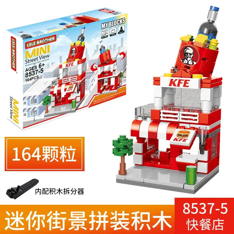 House Building Blocks Mini City Store Street View Snack Street Children's Toys Boys and Girls Gifts Compatible With Lego