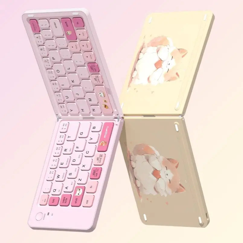 MOFII Cute Foldable Keyboard ABS Light Weight Portable Keyboard Bluetooth Mini Keyboards 67 keys for MacOS/IOS/Windows/Android