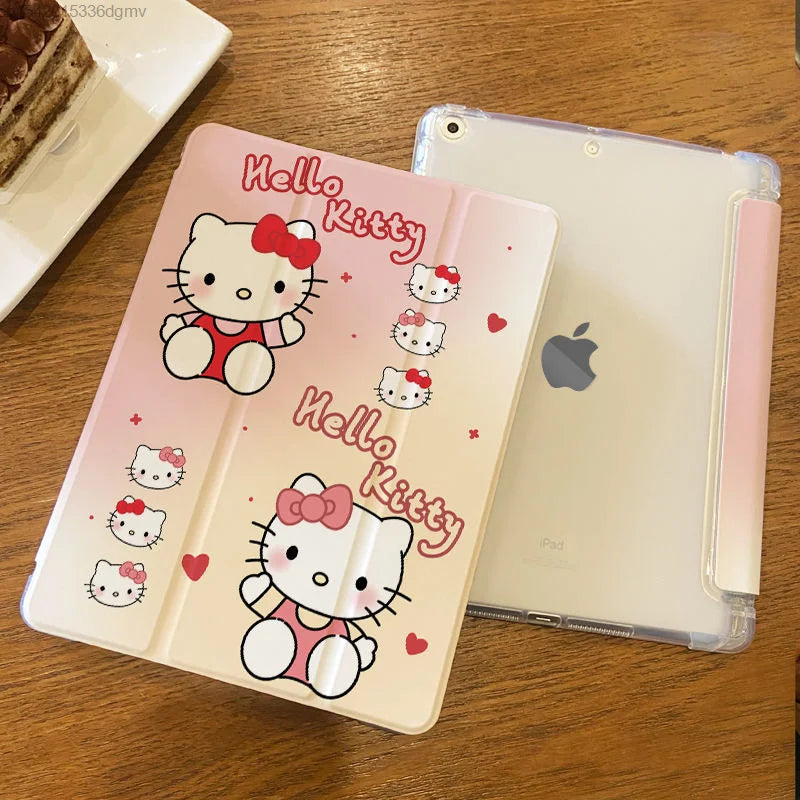 Sanrio Hello Kitty Kuromi IPad Protective Case Kawaii Pink Ipad Air5 4 Flat Shell Pro11 Cute Mini6 9th 10th Generation Cover Y2k