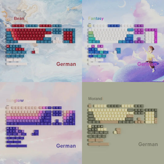 German Keycaps MOA PBT Keycap 5-sided Dye Sublimation DE Key Caps For Cherry Mx Switch Mechanical Keyboard ISO Layout Keyboard