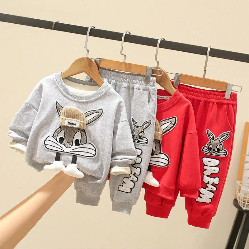 Autumn Kid Boy Clothes Set Cartoon Printed Sweatshirts Pullover Top and Pants Bottom 2pcs Suit Children Girls Outfits Tracksuits