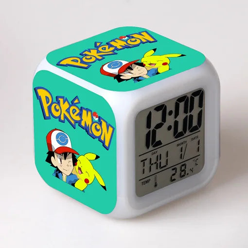 Pokemon Pikachu LED Glowing Alarms for Children Bedroom Decoration Kids Digital Glowings Alarm Clock Desk Decor Christmas Gift