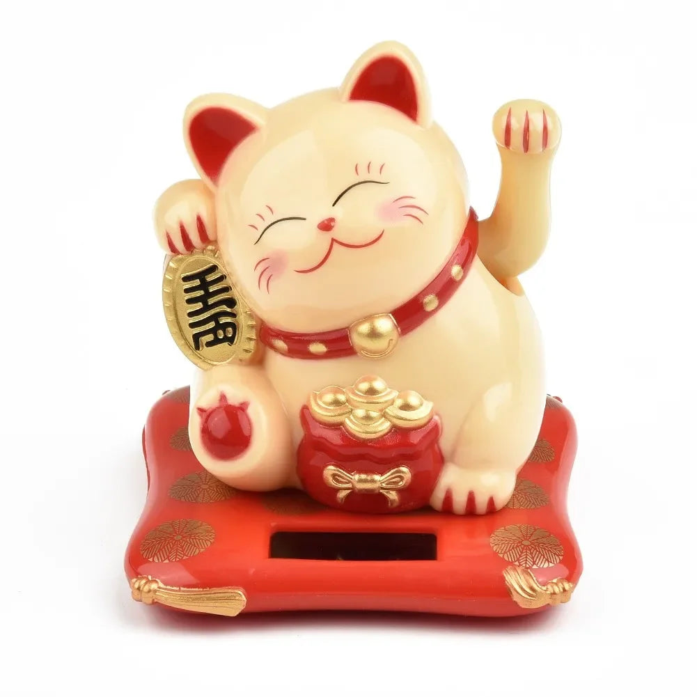 2.5 Japanese Solar Wave Hand Lucky Cat Or Office Home Decorative Car Decorations New Year Figurines Miniatures Hanging Home Deco