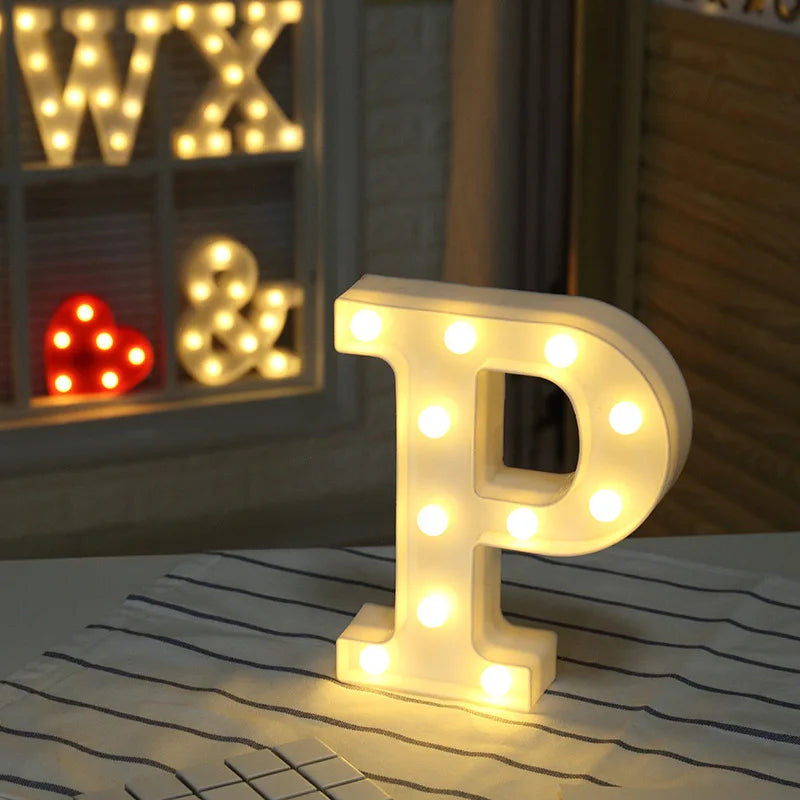 16/21CM DIY Luminous Lights LED Letter Night Light Creative Letters Alphabet Number Battery Lamp Romantic Party Decoration