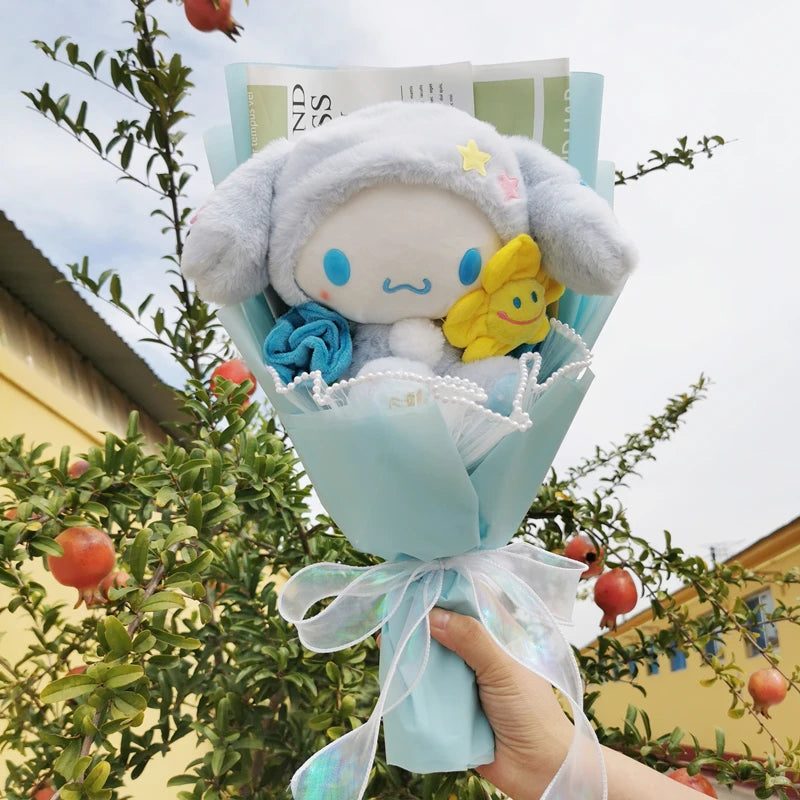 Cartoon Doll Flower bouquet Kuromi Cinnamoroll Mymelody KT Kawaii  Anime Plush Toys ValentineGirls Christmas Graduation Gifts