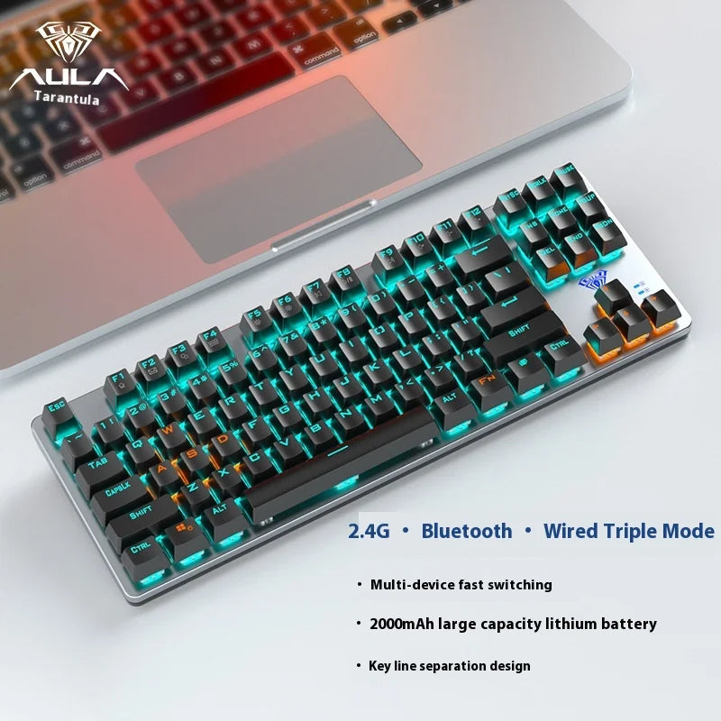 Aula F3287 Wireless Mechanical Keyboard Bluetooth 2.4g Side Carving 3-Mode E-Sports Game Poisonous Spider Gaming Accessories