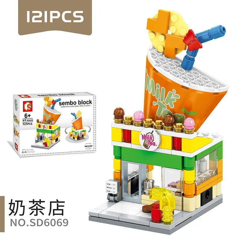 House Building Blocks Mini City Store Street View Snack Street Children's Toys Boys and Girls Gifts Compatible With Lego