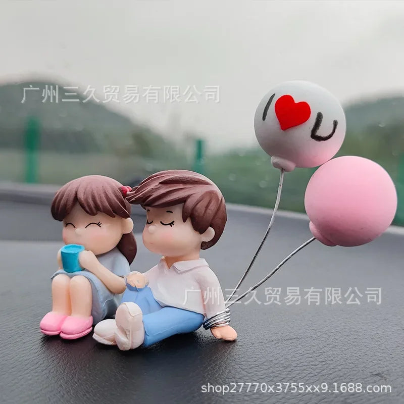 Car Decoration Cute Cartoon Couples Kiss Doll French Romantic Wedding Car Decoration Figurines Ornament Auto Interior Dashboard