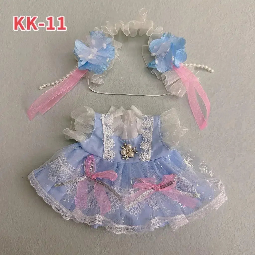 20cm doll replacememt clothes for 17cm Labubu outfit cotton doll cute and sweet Lolita dress  small skirt