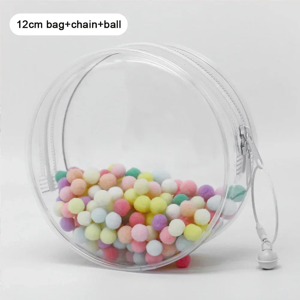 12/14cm Multi-color Doll Storage BagTransparent Round Doll Bag Circular Hanging Outdoor Doll Display Bag with Keychain