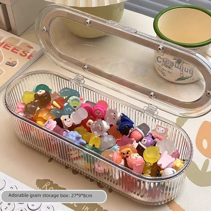 Transparent Cute Tablets Storage Box Desktop Multi-Layer Dustproof Hand-Made Blind Box Display Stand Pop Mart Small Ornaments Finishing Box