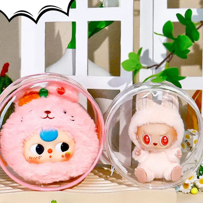 12/14cm Multi-color Doll Storage BagTransparent Round Doll Bag Circular Hanging Outdoor Doll Display Bag with Keychain