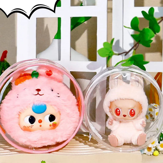 12/14cm Multi-color Doll Storage BagTransparent Round Doll Bag Circular Hanging Outdoor Doll Display Bag with Keychain