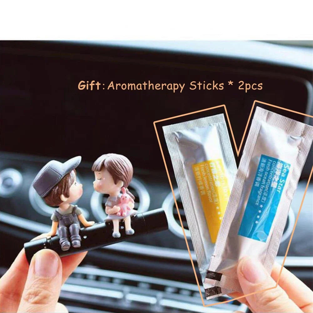 Car Air Freshener Cute Couple Doll Cartoon Lovers Car Accessories Interior Metal Aromatherapy Air Vent Clip Perfume Ornament