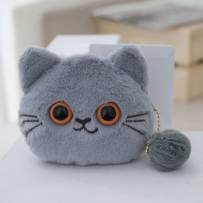 Kawaii Cartoon Cute Cat Coin Purse Keychain Pendant Creative Plush Animal Cat Storage Bag Children Mini Coin Bag Birthday Gifts