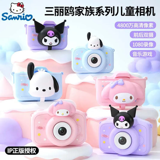 New Sanrio Children'S Camera Kawaii Kuromi My Melody Cute Digital Camera Dual Camera Hd Video Play Music Game Anti Drop Gift