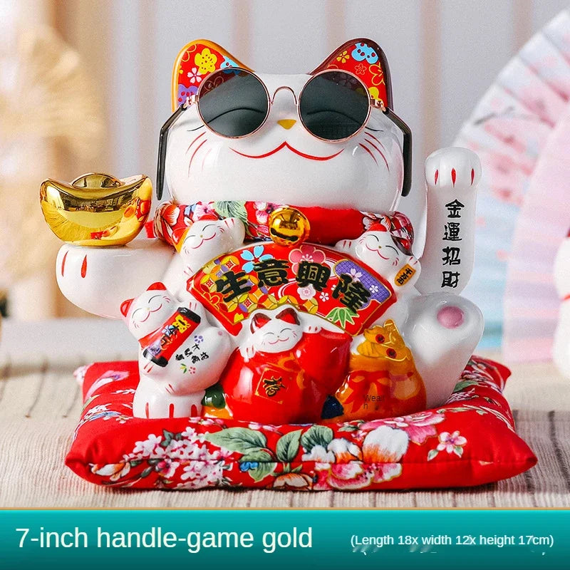 2023 Lucky Cat Decoration ornaments Lucky Cat Radio Wave Treasure Shop Gift China Good Luck Home Decoration Craft Gift