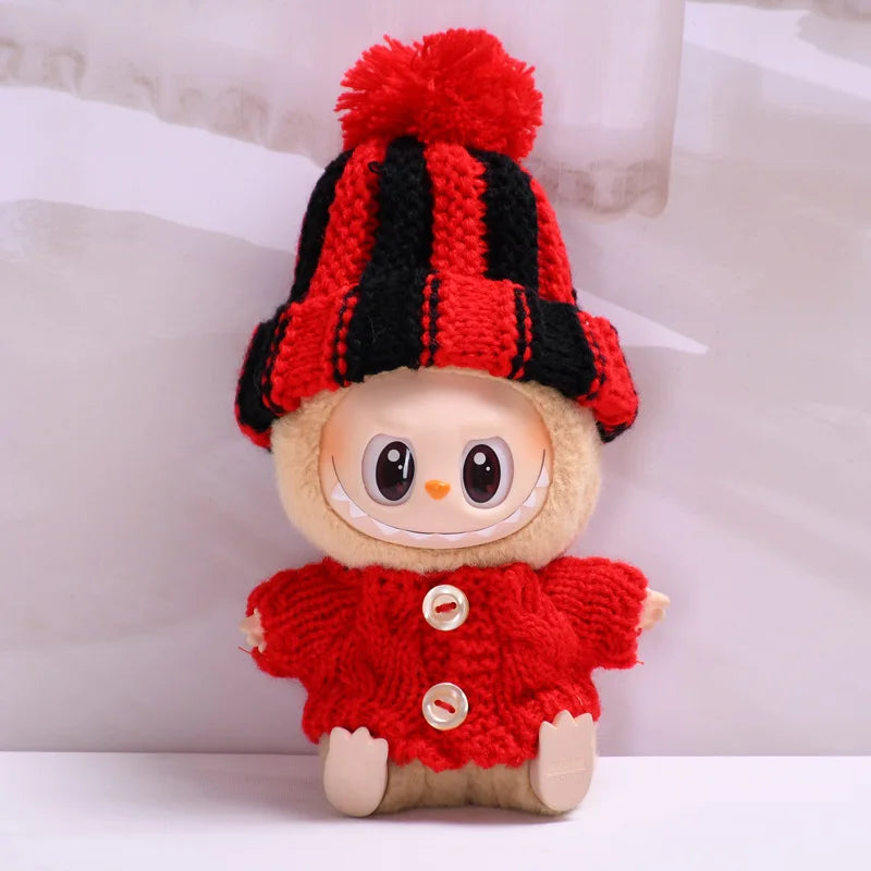 17cm Labubu I II Idol Dolls Clothes Sweater Hat Outfit Christmas New Year Gifts Korea Kpop Exo Clothing Plush Doll'S Clothes