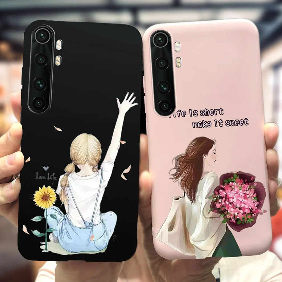 Case For Xiaomi Mi Note 10 Lite Back Cover Protective TPU Silicone Funda Fashion Flower Coque For Xiaomi Note 10 Lite Capa 6.47"