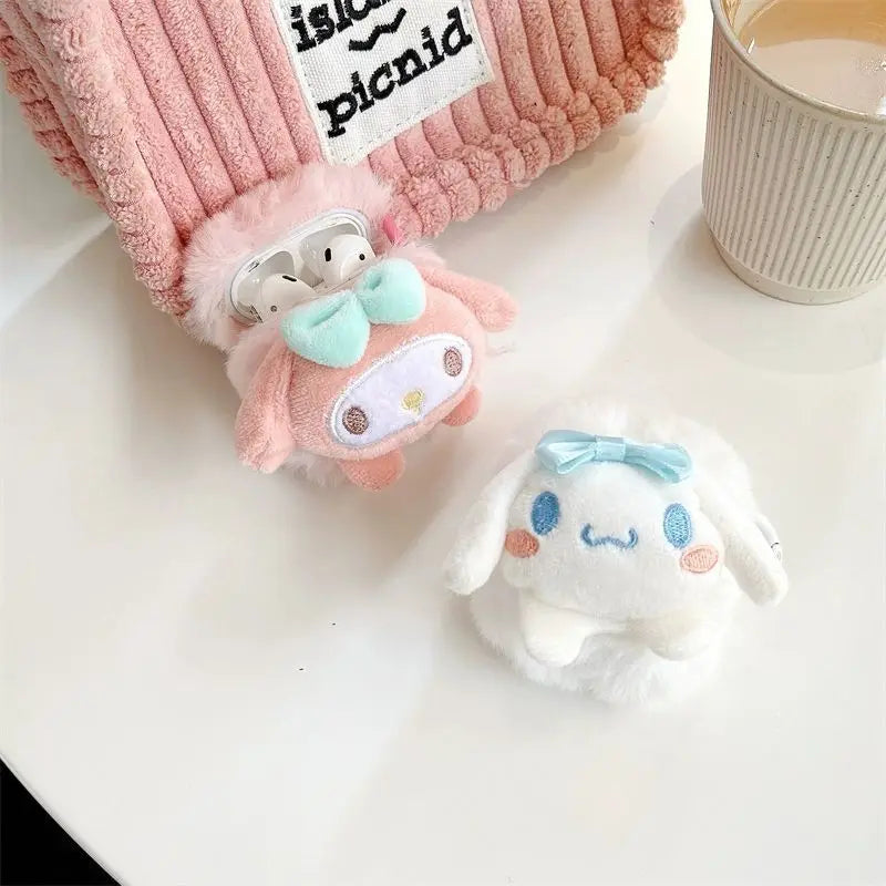 MINISO Sanrio Anime Autumn Winter Airpods Plush Earphone Case Kuromi My Melody New Ladies Cute Plush Earphone Protective Case