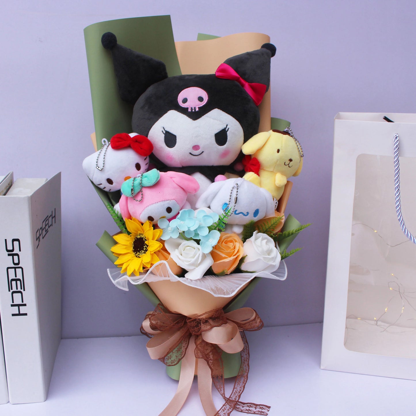 Christmas Gifts Cartoon  Plush Bouquet My Melody Kuromi Cinnamoroll Kt Cat Plush Doll Toy Valentine Graduation Gifts