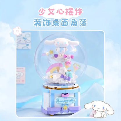 New Keeppley Sanrio Building Blocks Cinnamoroll Music Box Desktop Decoration Puzzle Assembling Model Toys Kids Birthday Gifts