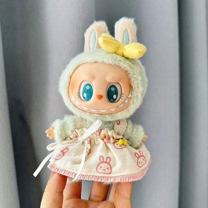 17cm Labubu I II Idol Dolls Clothes Kawaii Cute Rabbit Skirt Dress Accessories Korea Kpop Exo Clothing Plush Doll'S Clothes