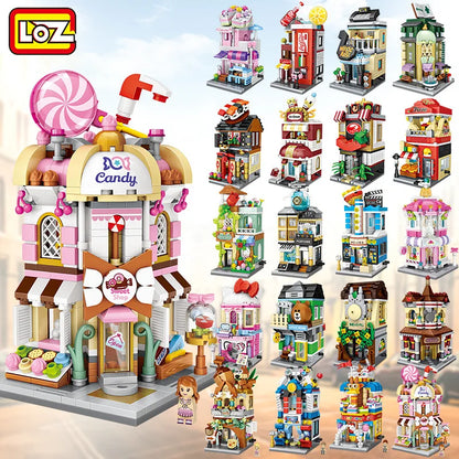 LOZ Blocks Cute Mini Street Store Children Educational Toys Small Shop Brinquedos Model  Building Bricks Girl Gifts 1621 - 1652