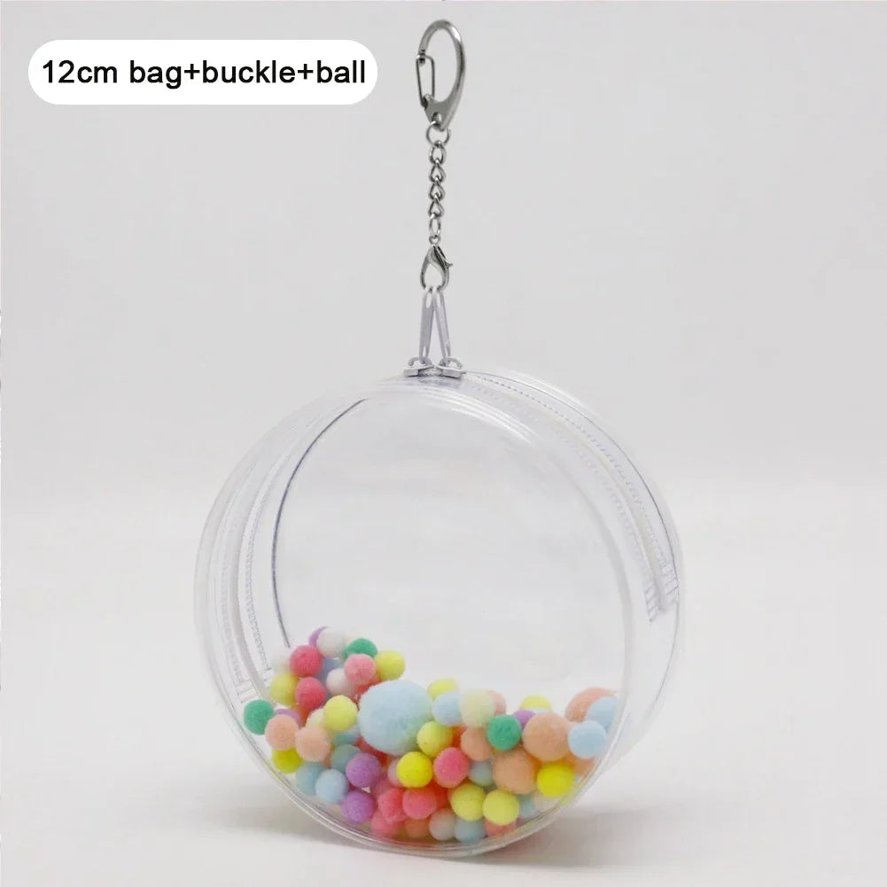 12/14cm Multi-color Doll Storage BagTransparent Round Doll Bag Circular Hanging Outdoor Doll Display Bag with Keychain