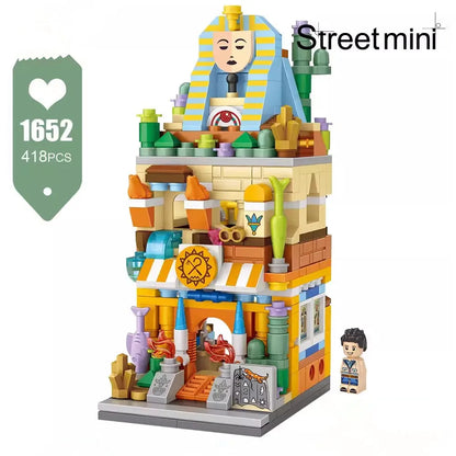 LOZ Creative Folded StreetView Grocery Store Post Station Building Bricks DIY Mini Chinese Style Puzzle Girls Gifts Children Toy