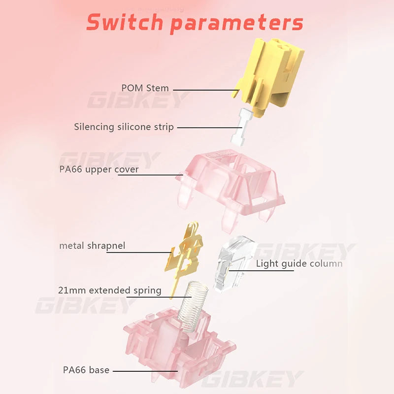 Outemu Silent Peach V3 Switch Lubed Mute Lemon V3 Switches Mechanical Keyboard Linear Tactile 5Pin Hot swap Pre Lubed PA66 POM