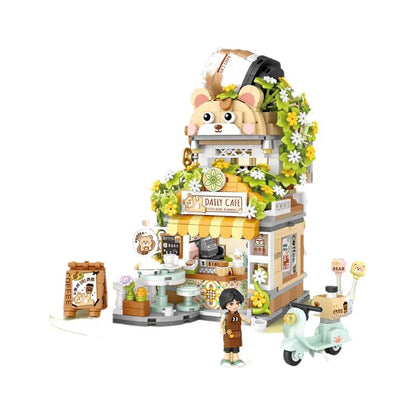 LOZ Creative Coffee Shop Building Block Mini Street View DIY Chinese Panda Tea House Puzzled Bricks Toys Sets For Kids Girl Gift