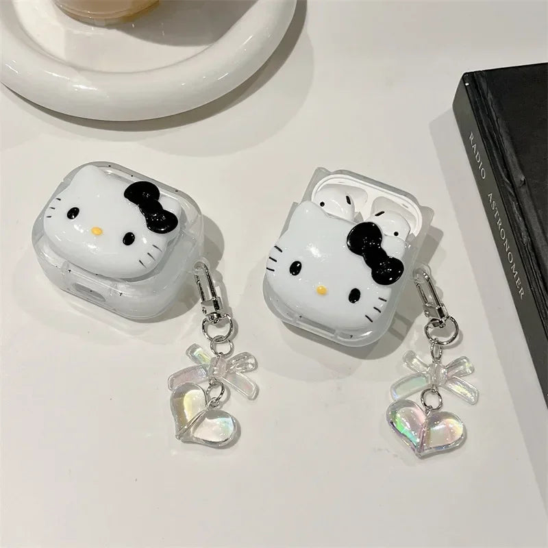 Hello Kitty For Airpods Pro 2 Case,Transparent Soft TPU Earphone Anime Cover With Keychain For Airpods 3 Case For Girls/Women