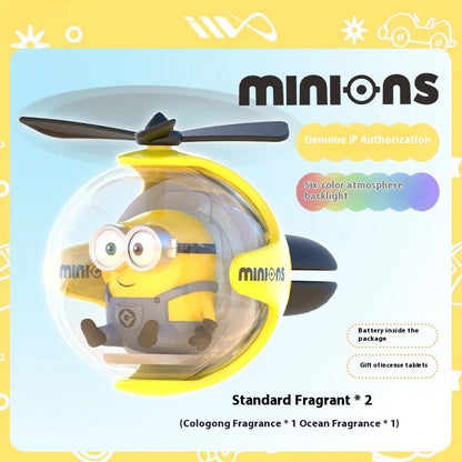 Minions New Cartoon Car Air Freshener Rotating Propeller Outlet Fragrance Magnetic Design Auto Accessories Interior Perfume gift