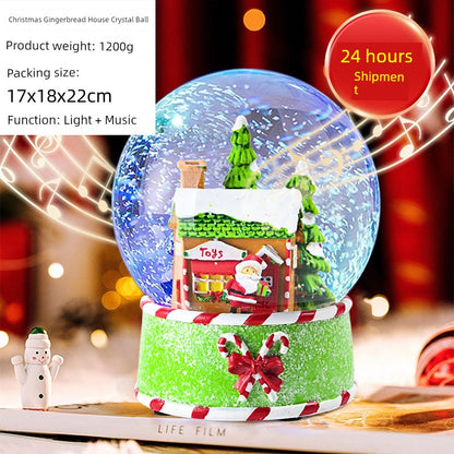 Christmas Gift Penguin Crystal Ball Music Box with Colorful Lighting Decoration Resin Crafts Music Box