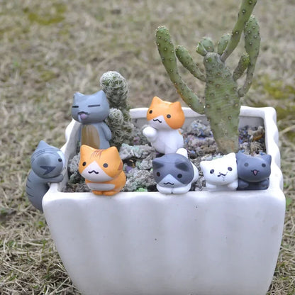 6 Pcs/Set Cartoon Lucky Cat  Home Garden Bonsai Decorations Miniatures Gift Lovely Micro Landscape Kitten Miniature Craft