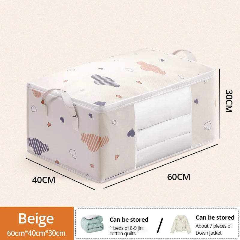 1pc Large Capacity Clothes Storage Bag Organizer With Reinforced Handle For Blankets Bedding Foldable With Zipper Storage Bag