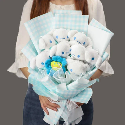 Sanrio Bouquet Cartoon Cinnamoroll Melody Kuromi With Graduation Hats Handmade Cute Anime Valentine's Day Graduation Girls Gift