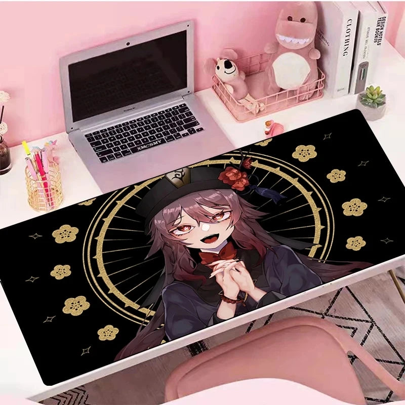 Genshin Impact Hu Tao Anime Mouse Pad Large Gaming Mousepad Rubber Mat Deskmat Pc Accessories Desk Protector Gamer Keyboard Pads