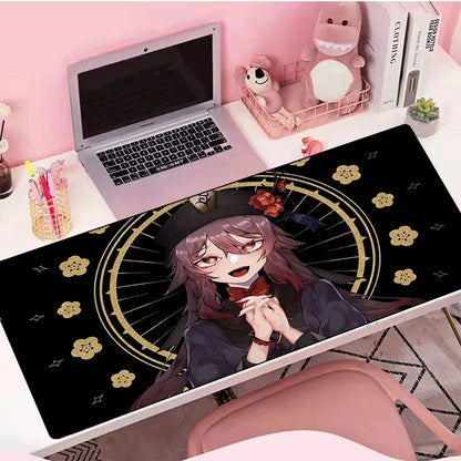 Genshin Impact Hu Tao Anime Mouse Pad Large Gaming Mousepad Rubber Mat Deskmat Pc Accessories Desk Protector Gamer Keyboard Pads