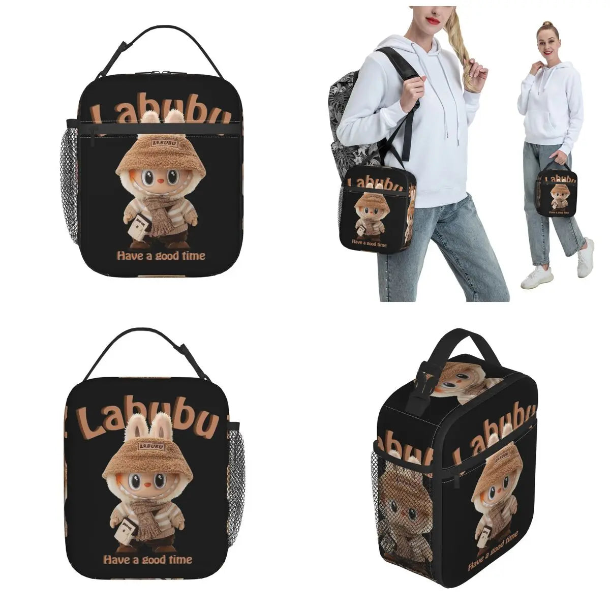 Labubu Nude Have A Good Time Popmart Merch Insulated Lunch Bag For Office Food Container Portable Cooler Thermal Bento Box