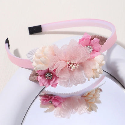 Handmade Head Flower Girls Headbands Baby Hairband Pearl Feather Wedding Princess Kids Dance Party Headwear Newborn Accessories