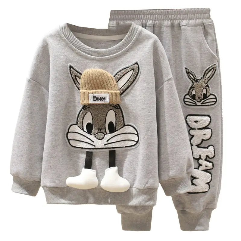 Autumn Kid Boy Clothes Set Cartoon Printed Sweatshirts Pullover Top and Pants Bottom 2pcs Suit Children Girls Outfits Tracksuits