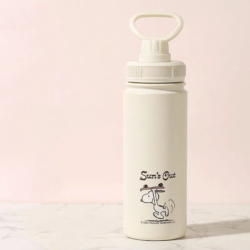 MINISO Snoopy Children Insulated Cup 316 Stainless Steel Large Capacity Student Water Bottle Portable Straw Dual Use Cup